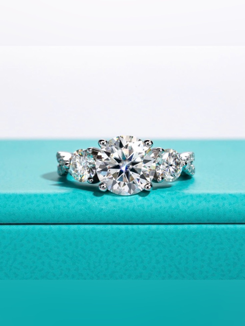 4 CTW Moissanite Ring 3CT Center D VVS1 925 Sterling Silver 14K White Gold